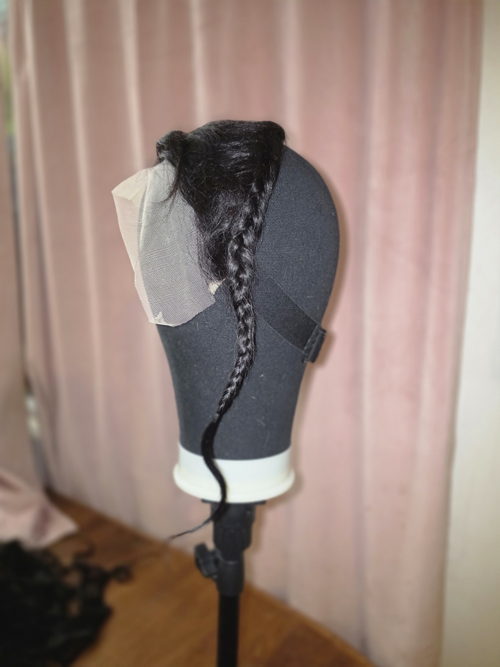 Black Human Hair Lace Frontal Piece with Braided Sides